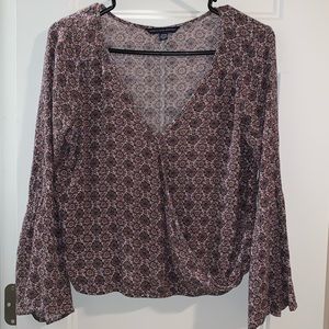 Bohemian Wrap Front Bell Sleeve Top